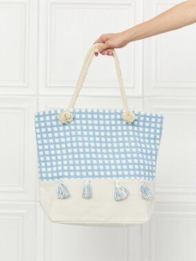 NWT Justin Taylor Picnic Date Tassel Tote Bag